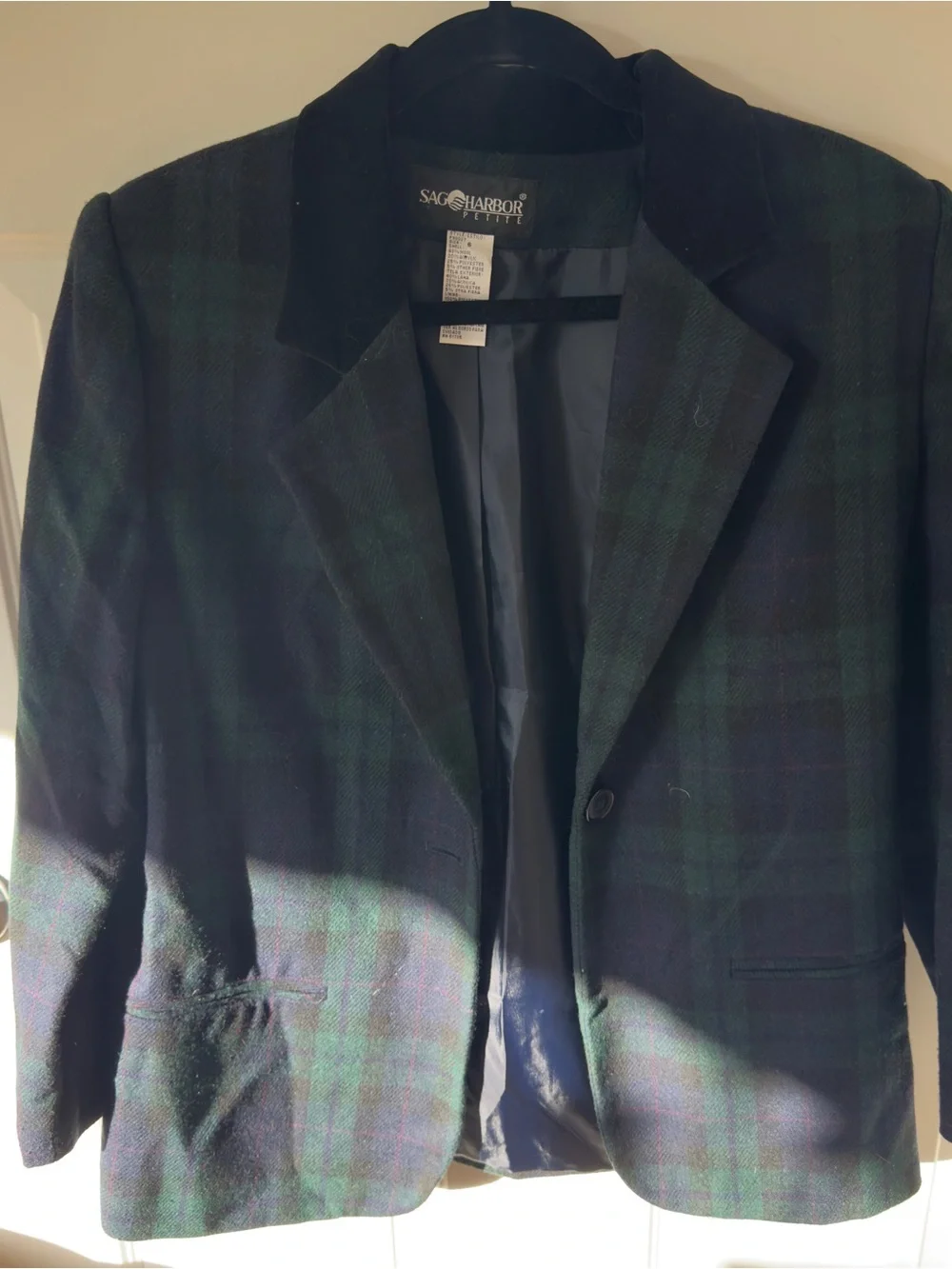 Sag Harbor Navy and Green Plaid Sport Coat